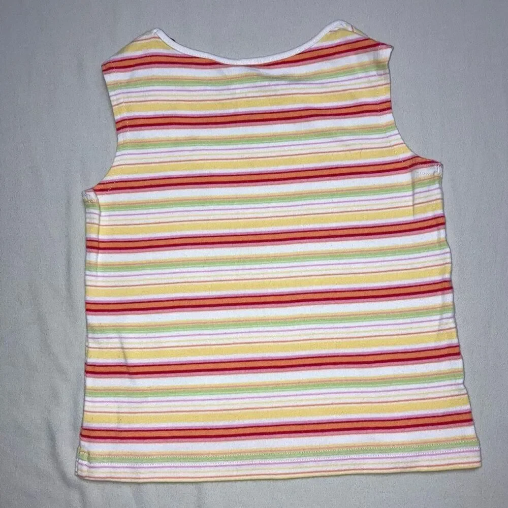 Gymboree Tank Top Girl’s 4 Rainbow Sleeveless Striped  Print Strawberry Orange